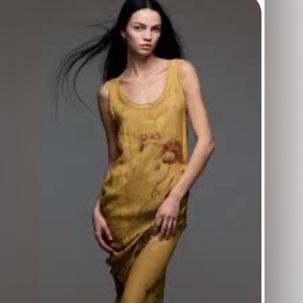 Sleeveless Mustard Yellow Draped Dress